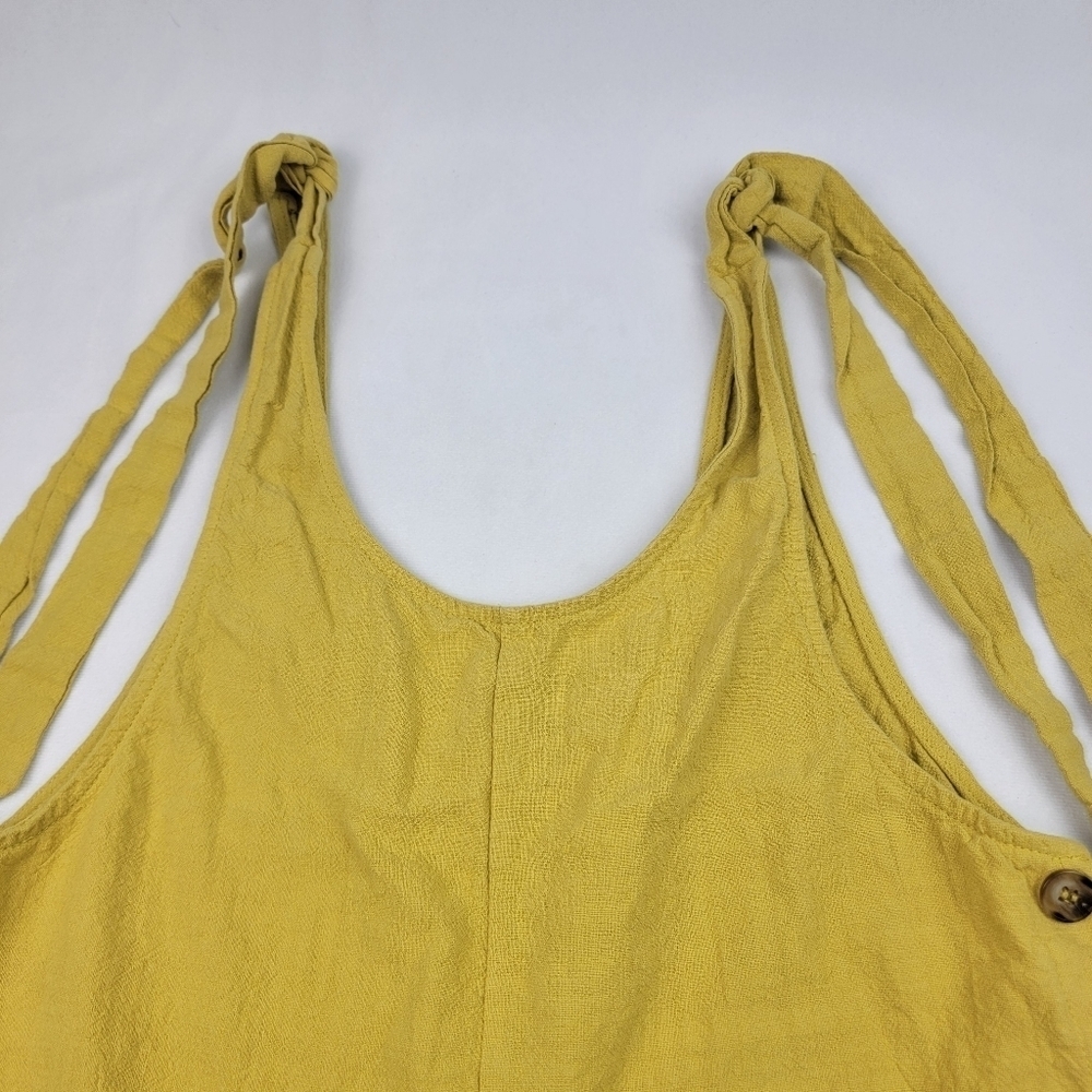 Day & Night Yellow linen blend tie shoulder romper - Picture 3 of 5